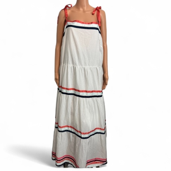 Lane Bryant Plus Size White Bohemian Dress with Summer Ribbon Stripes- Size 26 - Picture 8 of 8